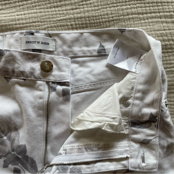 Ernest W. Baker White Rose Print Denim size S - Picture 3 of 5